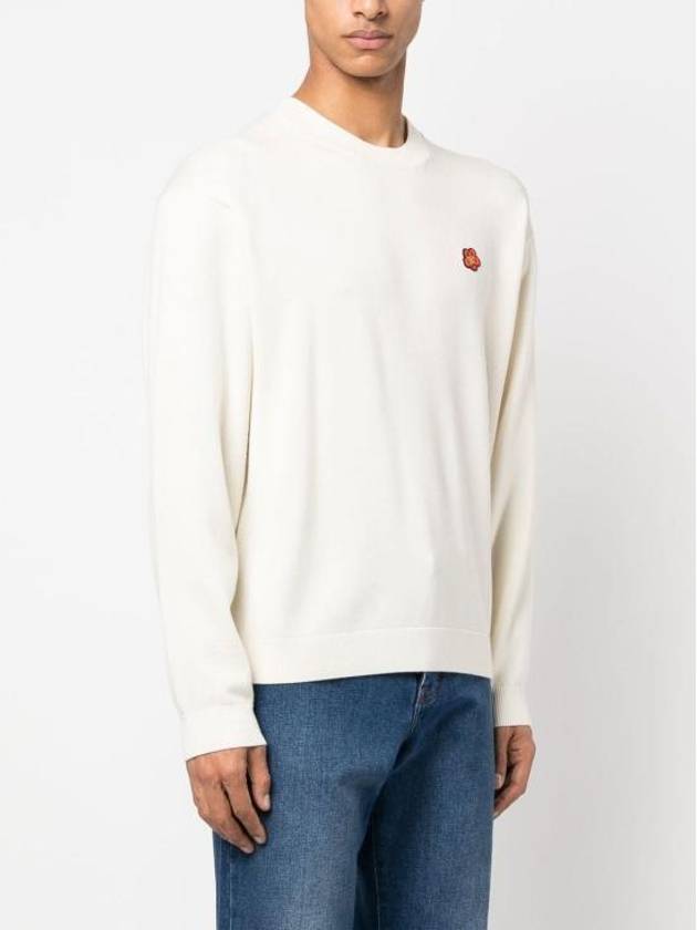 Boke Flower Wool Crew Neck Knit Top White - KENZO - BALAAN 4