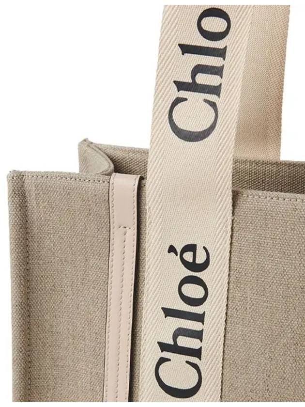 Woody Canvas Medium Tote Bag Cement Pink - CHLOE - BALAAN 4