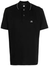 Stretch Piquet Regular Striped Collar Polo Shirt Black - CP COMPANY - BALAAN 3