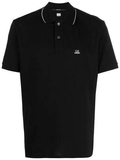 Stretch Piquet Regular Striped Collar Polo Shirt Black - CP COMPANY - BALAAN 2