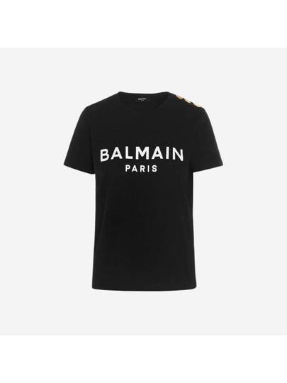 Logo Crew Neck Short Sleeve T-Shirt Black - BALMAIN - BALAAN 2