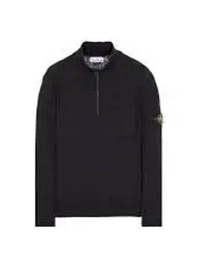 Half Zip-up Loose Fit Uneven Cotton Yarn Knit Top Navy - STONE ISLAND - BALAAN 2