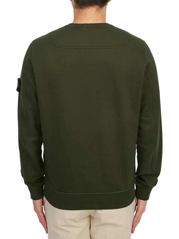 Brushed Cotton Fleece Garment Dyed Crewneck Sweatshirt Olive Green - STONE ISLAND - BALAAN 5