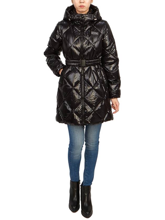 Women s Goose Down Long Padded Conza Hood Detachable Diamond Quilted Jacket VDDJ95636 BKS - DUVETICA - BALAAN 8