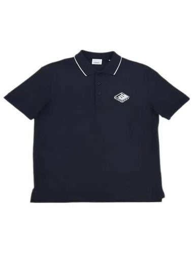 Logo Graphic Polo Shirt Navy - BURBERRY - BALAAN 1