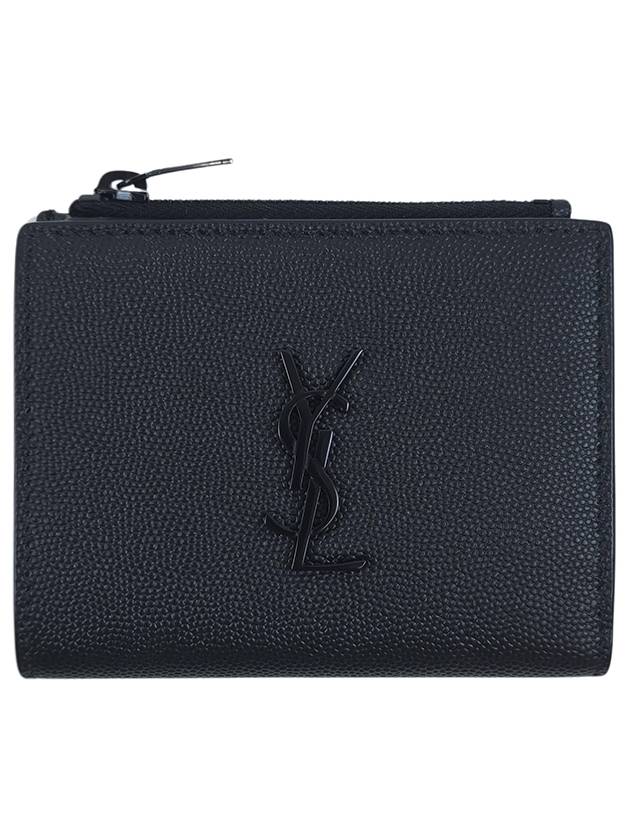 Grande Poudre Monogram Zipper Half Wallet Black - SAINT LAURENT - BALAAN 2