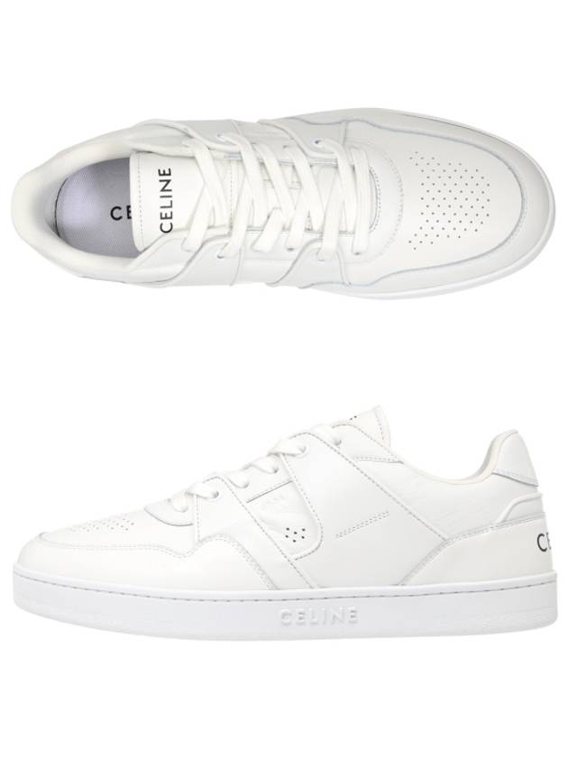 Men's Lace Up Calfskin Low-Top Sneakers Optic White - CELINE - BALAAN 3