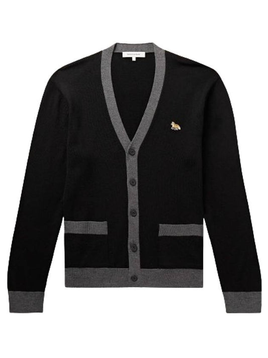 Maison Kitsune logo applique two tone wool cardigan MM00505KT1036 - MAISON KITSUNE - BALAAN 1