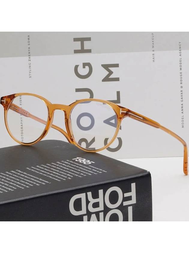 Blue Light Blocking Glasses Frame TF5695B 034 Brown Transparent Horn Frame Eye Protection - TOM FORD - BALAAN 2