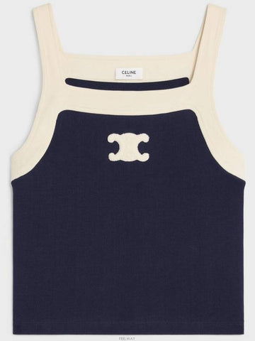 Triomphe Patch Cotton Jersey Sleeveless Navy - CELINE - BALAAN 1