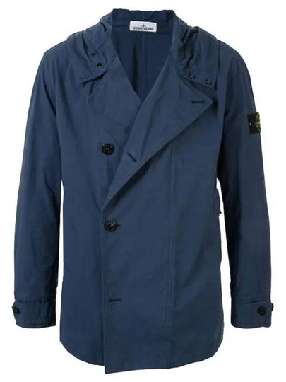 Cordura Cotton Hooded Jacket Blue - STONE ISLAND - BALAAN 2