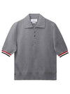 RWB Trimming Milano Stitch Short Sleeve Polo Shirt Grey - THOM BROWNE - BALAAN 2