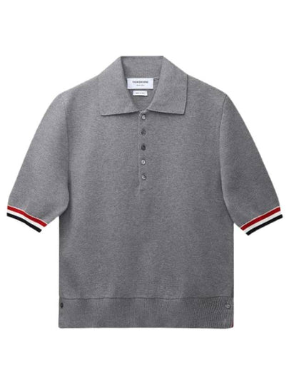 RWB Trimming Milano Stitch Short Sleeve Polo Shirt Grey - THOM BROWNE - BALAAN 2