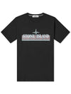 Tricromia One Print Garment Dyed Cotton Jersey Short Sleeve T-Shirt Black - STONE ISLAND - BALAAN 1