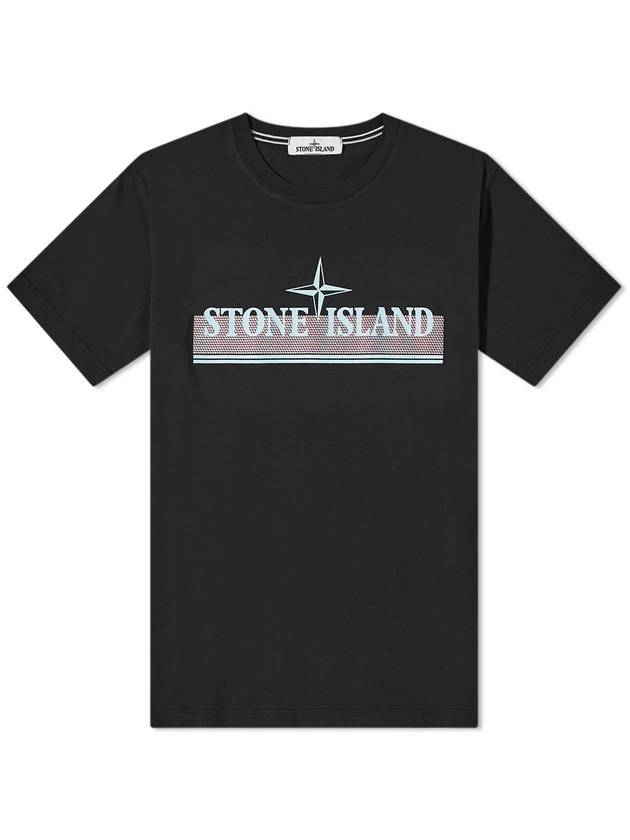 Tricromia One Print Garment Dyed Cotton Jersey Short Sleeve T-Shirt Black - STONE ISLAND - BALAAN 1