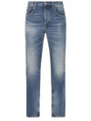 Back Logo Patch Biologics Cotton Jeans Blue - SAINT LAURENT - BALAAN 2