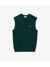 Men s Ribbed Tissue V Neck Vest Deep Green - LACOSTE - BALAAN 1