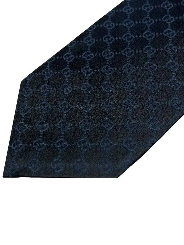 GG Pattern Silk Tie Navy Black - GUCCI - BALAAN.