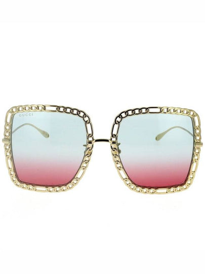 Eyewear Metal Chain Crystal Raccoon Pendant Sunglasses Navy Pink - GUCCI - BALAAN 2