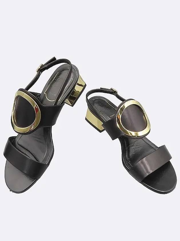 Black leather gold metal buckle women s sandals size 34 - ROGER VIVIER - BALAAN 2