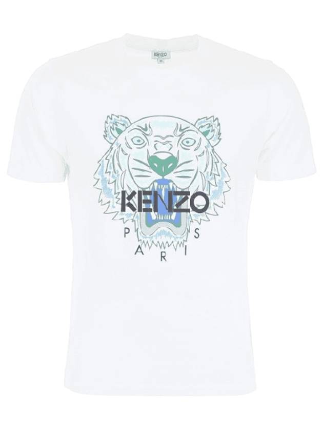 Tiger Print Short Sleeve T-Shirt White - KENZO - BALAAN.