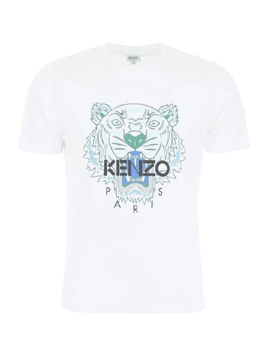 Tiger Print Short Sleeve T-Shirt White - KENZO - BALAAN 1