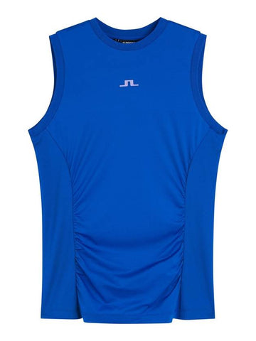 Hanna Logo Round Neck Sleeveless Blue - J.LINDEBERG - BALAAN 1