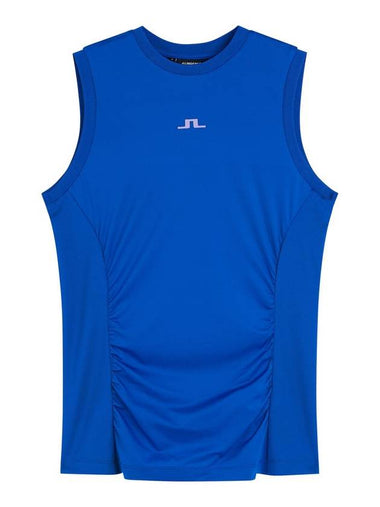 Hanna Logo Round Neck Sleeveless Blue - J.LINDEBERG - BALAAN 1