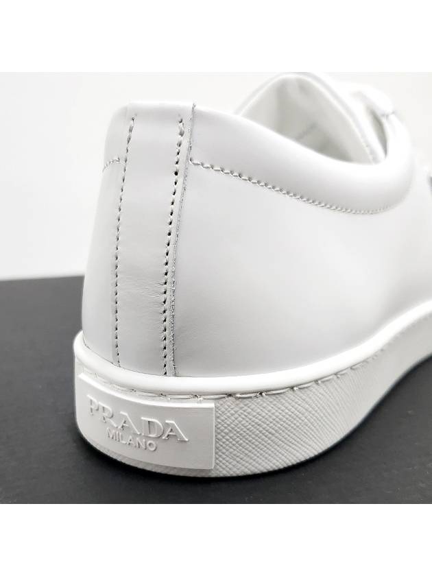 Brushed Leather Low Top Sneakers White - PRADA - BALAAN 10