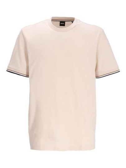 Thompson Striped Crew Neck Short Sleeve T-Shirt Beige - HUGO BOSS - BALAAN 2