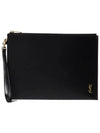 Tiny Cassandre Shiny Leather Zip Tablet Clutch Bag Black - SAINT LAURENT - BALAAN 3