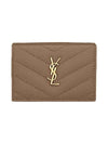 Gold monogram 3-fold mini half wallet taupe 668274 D708 - SAINT LAURENT - BALAAN 1