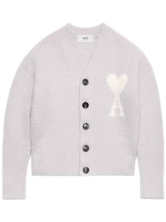 De Coeur V-Neck Cardigan Pearl Grey - AMI - BALAAN 2