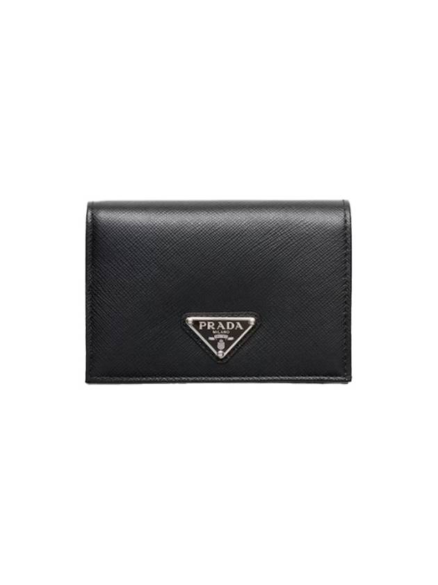 Small Saffiano Leather Half Wallet Black - PRADA - BALAAN 2