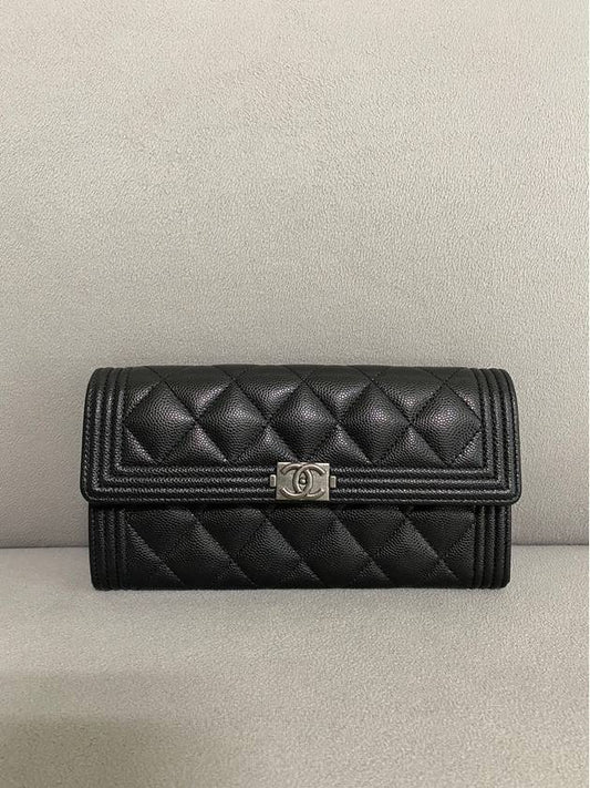 Boy long wallet snap caviar black vintage silver cabinet A80286 - CHANEL - BALAAN 2