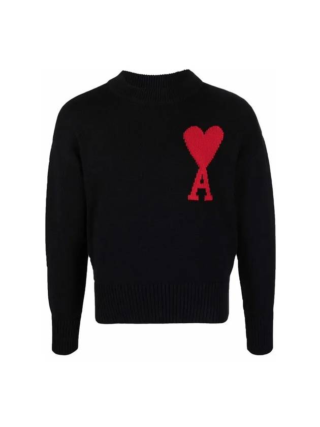 Big Heart Logo Knit Top Black - AMI - BALAAN 1