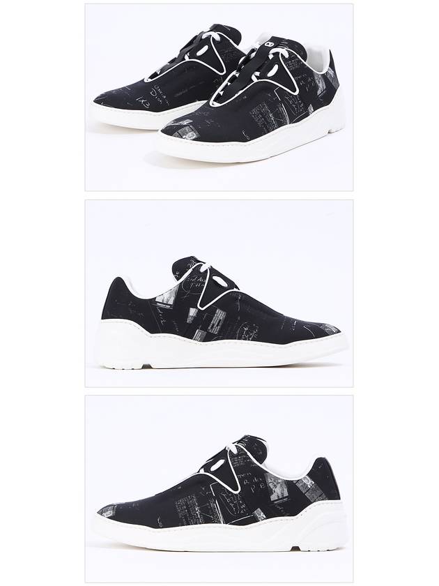 Homme Printed Leather Canvas Low Top Sneakers Black - DIOR - BALAAN 4