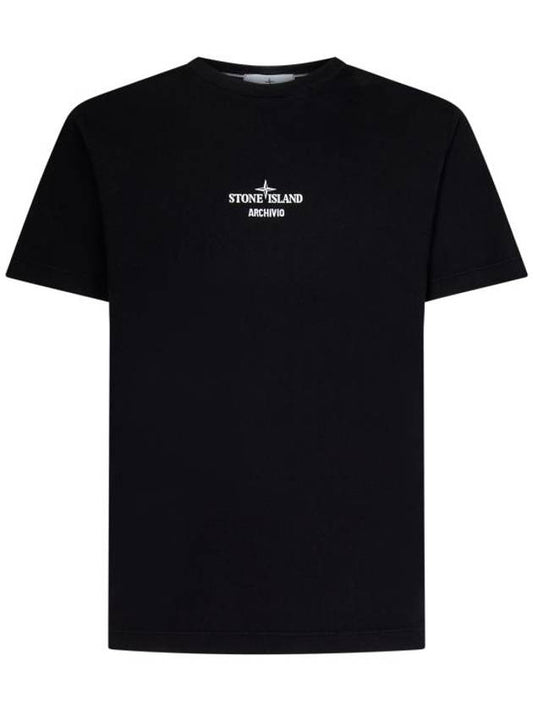 Archivio Project Lino Watro Cotton Jersey Short Sleeve T-Shirt Black - STONE ISLAND - BALAAN 1
