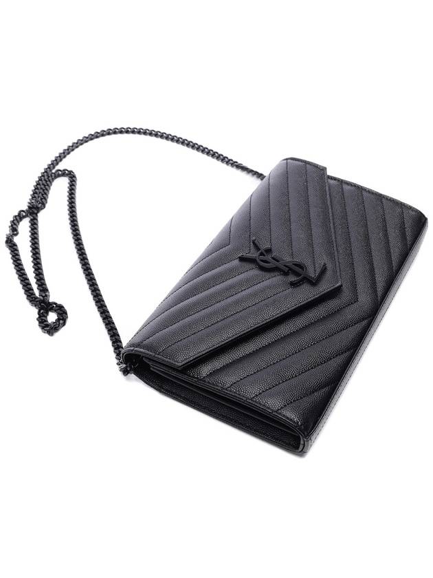 Monogram Envelope Chain Wallet Cross Bag Black - SAINT LAURENT - BALAAN 6