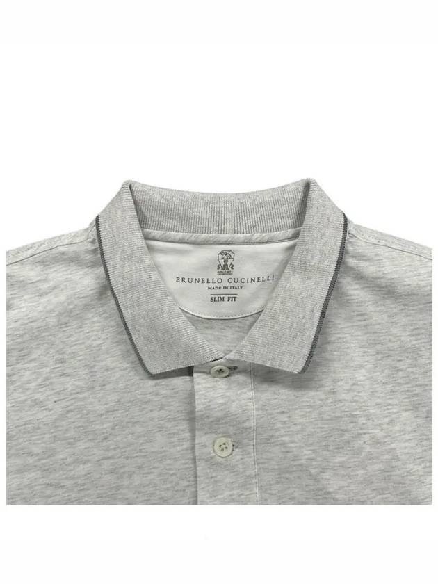 Cotton Polo Shirt Grey - BRUNELLO CUCINELLI - BALAAN 4