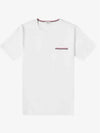 Men's Medium Weight Jersey Tipped Pocket Crewneck Short Sleeve T-Shirt White - THOM BROWNE - BALAAN 2