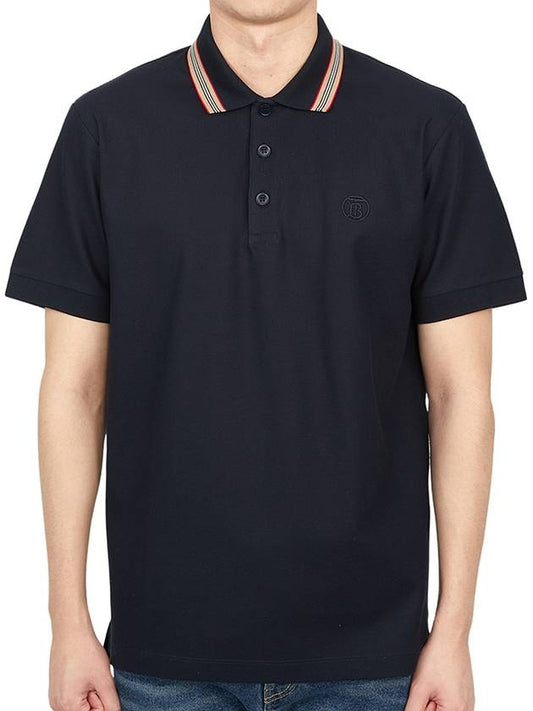 Icon Stripe Collar Cotton Polo Shirt Navy - BURBERRY - BALAAN 2