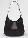 Topstitching Triangle Logo Large Leather Shoulder Bag Black - PRADA - BALAAN 4