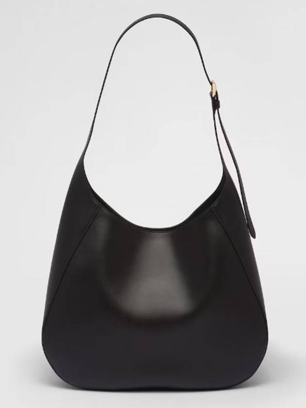 Topstitching Triangle Logo Large Leather Shoulder Bag Black - PRADA - BALAAN 4