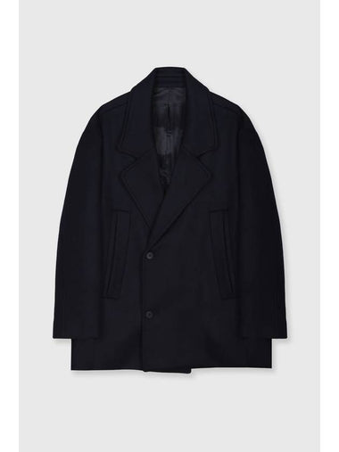 Overfit Wool Peacoat Navy - MUILL - BALAAN 1