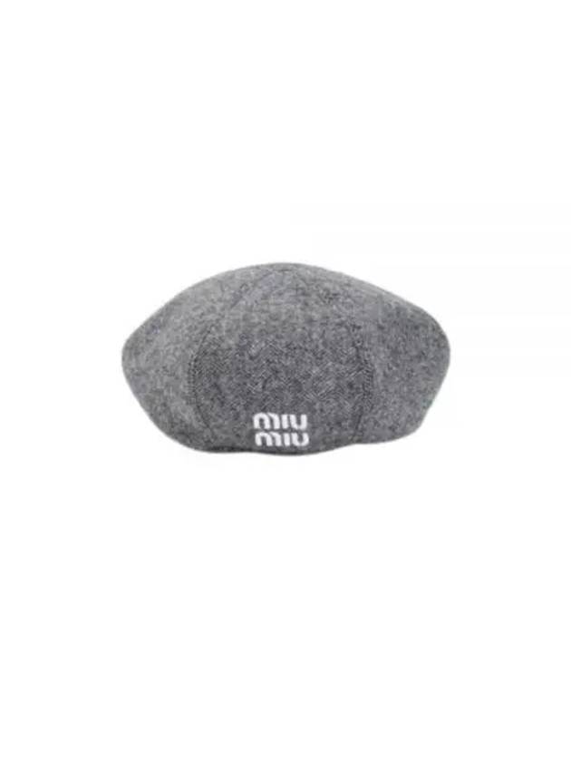 Wool Chevron Beret Black - MIU MIU - BALAAN 2