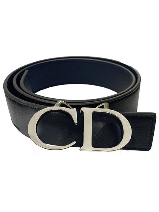 4353PLTAM16 Q100 CD Signature Buckle Reversible Belt Black Blue Marine Men's Belt TJ - DIOR - BALAAN 1