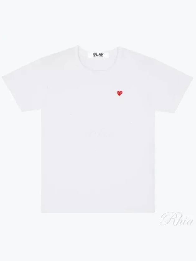 Women's Mini Red Heart Short Sleeve T-Shirt  White - COMME DES GARCONS - BALAAN 2