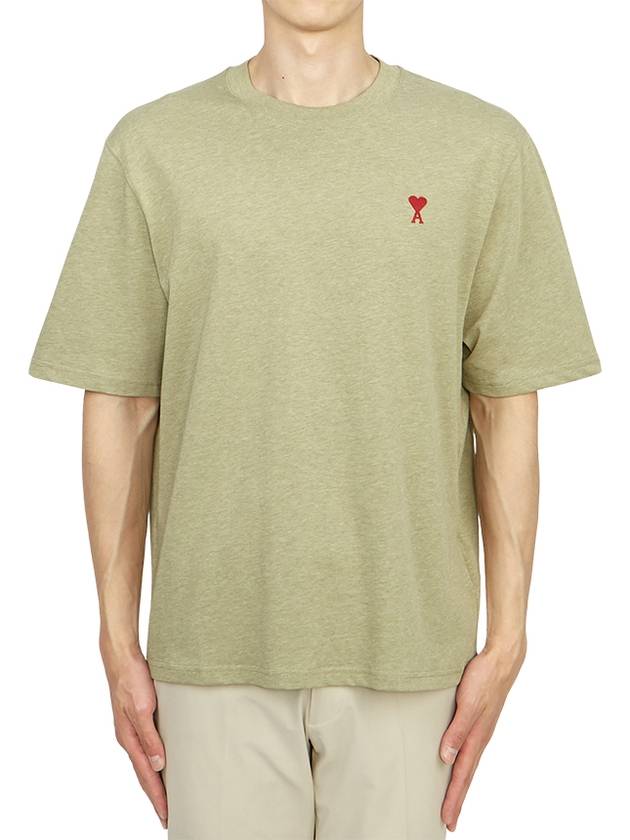 Small Heart Logo Boxy Fit Short Sleeve T-Shirt Heather Sage - AMI - BALAAN 4