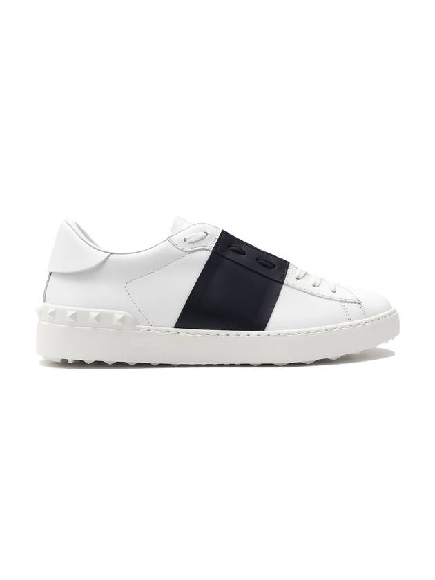 Men's Hidden Strap Rockstud Color Contrast Sneakers White Navy - VALENTINO - BALAAN 1